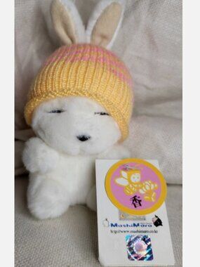 Mashimaro 5” White Rabbit Plush in Knit Hat Plush Toy - 2000